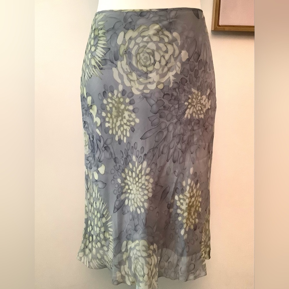 BCBGMaxAzria Silk Skirt w/ Flower Detail